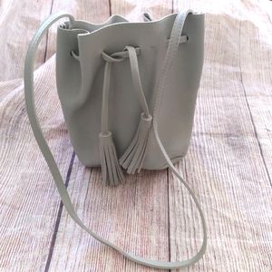Gray synthetic shoulder bag
